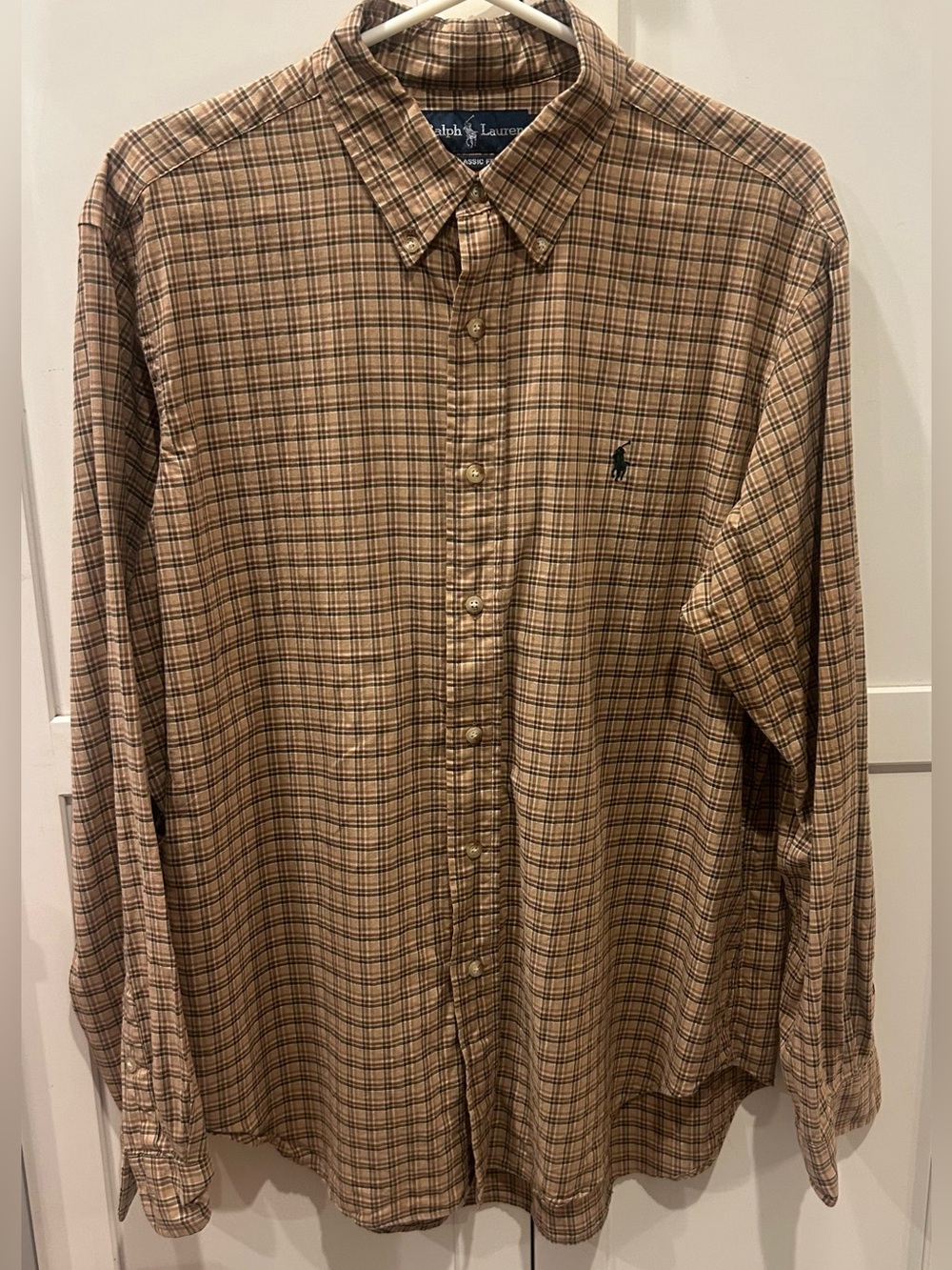 Ralph Lauren, classic, fit, brown plaid, cotton button down